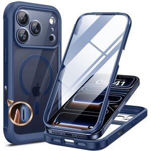 Miracase iPhone 17 pro max Blue Clear Front Magnetic Ring Protective iPhone Case